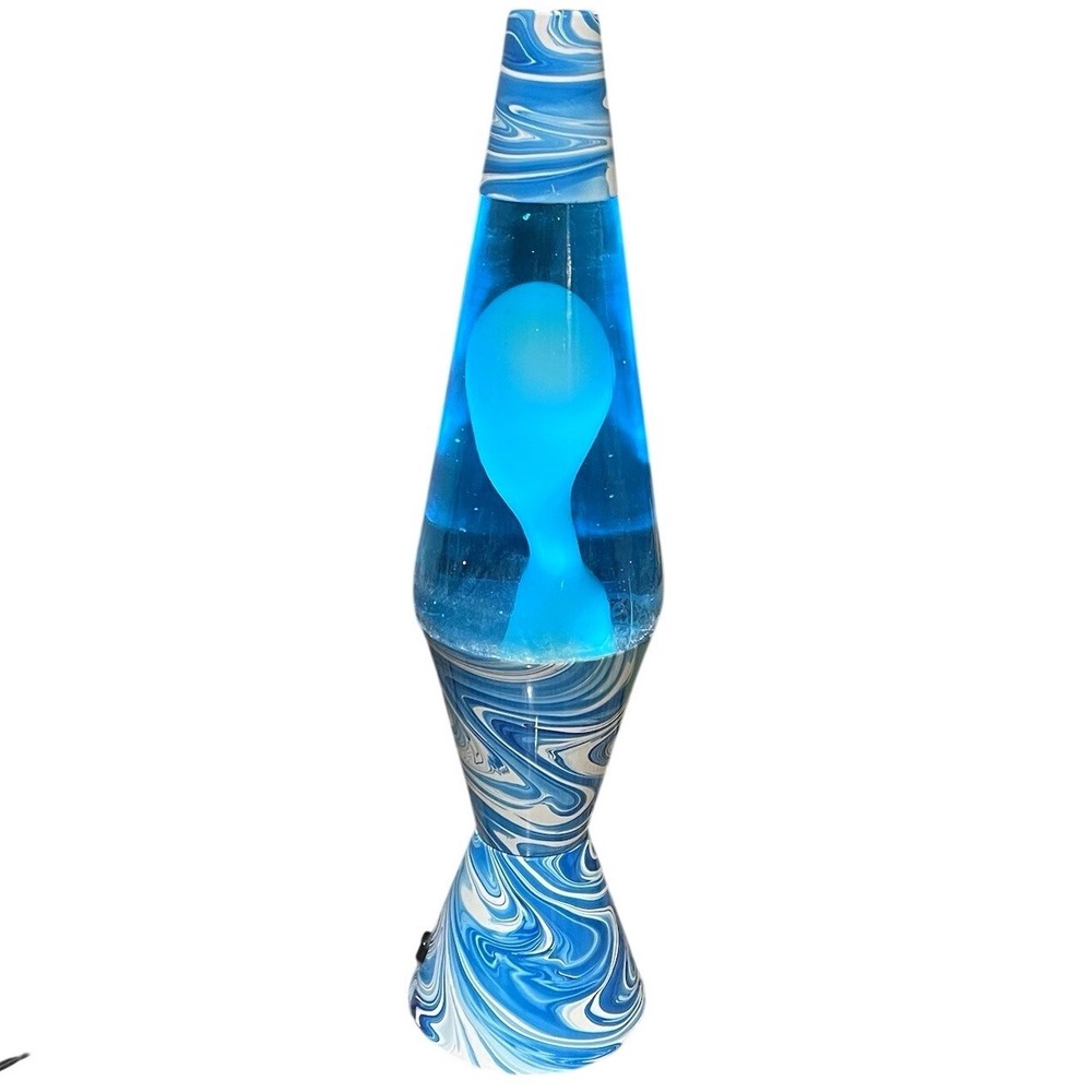 VTG Lava Lite Lamp Model 7003 Psychedelic Blue Swirl 16.5" Blue Liquid White Wax
